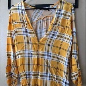 Miss Lili Medium Golden Yellow Zipped Up Flannel Shirt